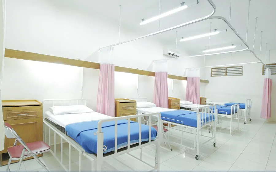 Modern healthcare facility corridor